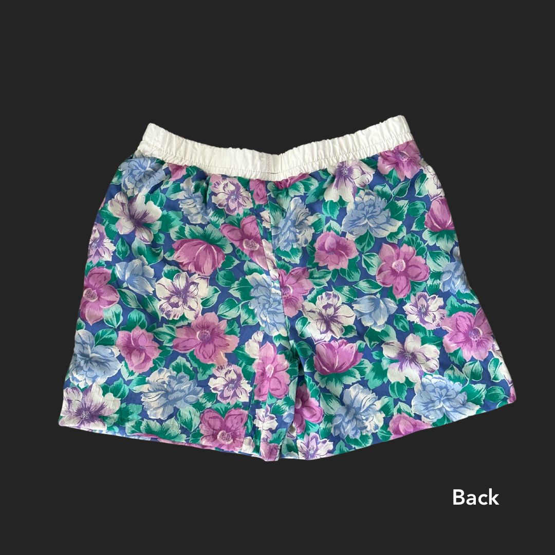 Floral + White Waist Shorts