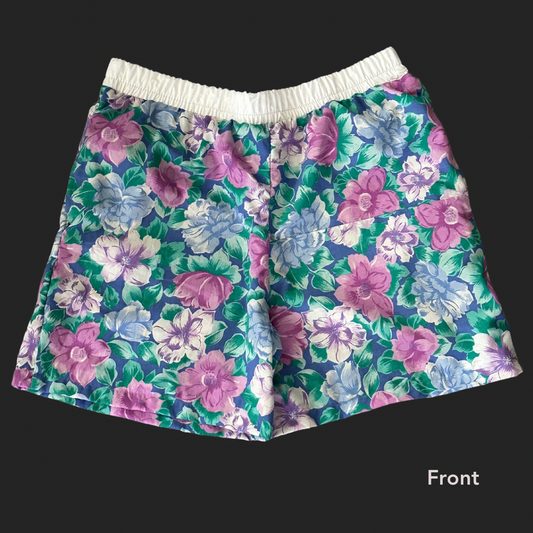 Floral + White Waist Shorts